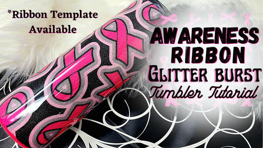 Awareness Ribbon Glitter Burst Tumbler Template SVG, DXF for 20oz Skinny Straight Tumbler