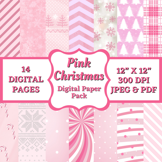 Pink Christmas Digital Paper Pack